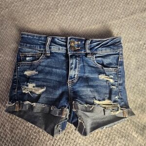 American Eagle Shorts Women's 0 Next Level Stretch High Rise Distressed Denim